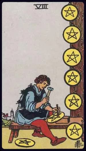 Eight of Pentacles tarot card