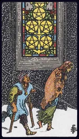 Five of Pentacles tarot card